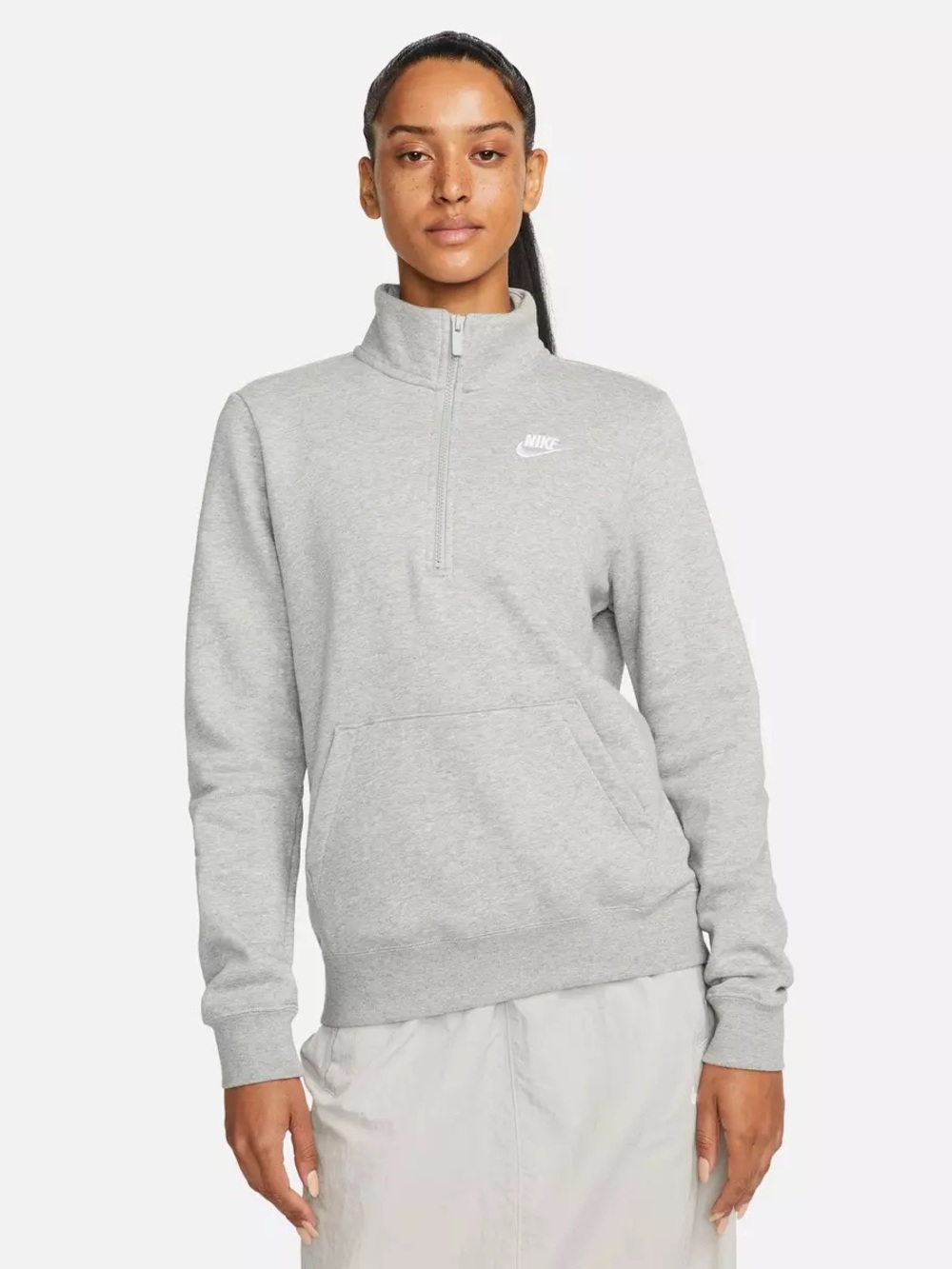Nike Light Gray Pullover with Black Swoosh Tag